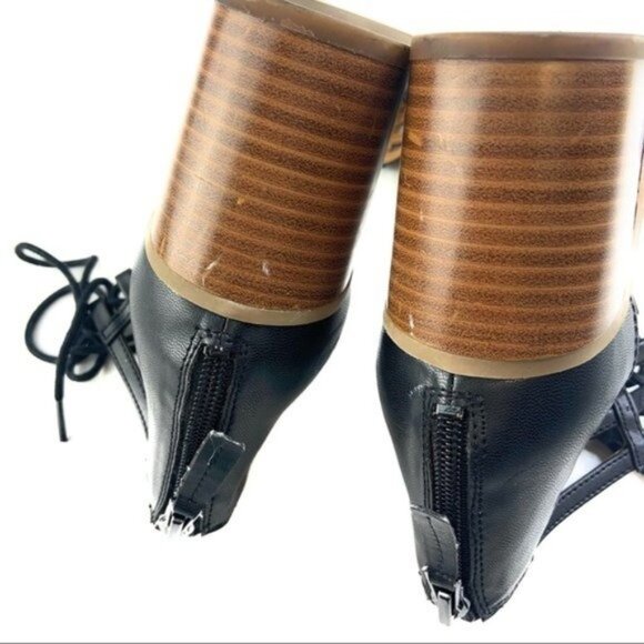 Franco Sarto Strappy Stacked Block Heel Caged Ankle - Picture 4 of 8